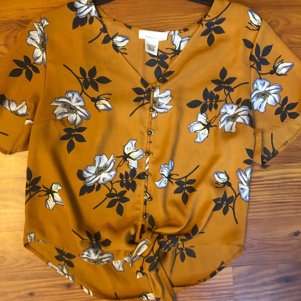 Terra-cotta floral blouse